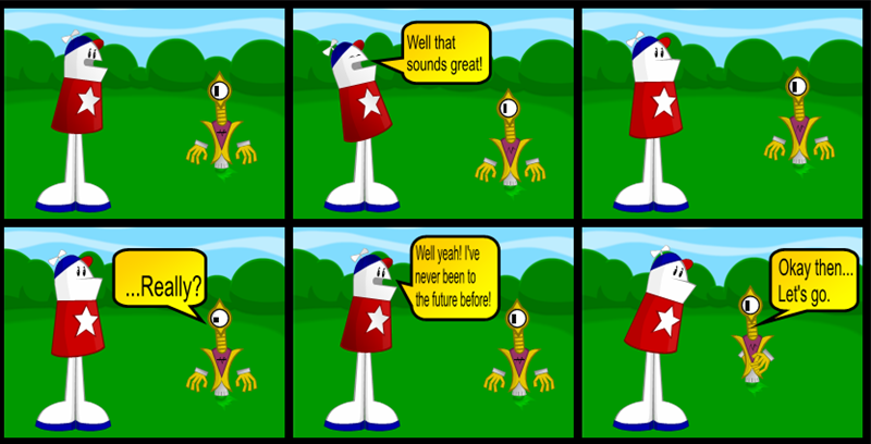 Authors Comments: This has been the easiest comic yet. There's no special gradients or anything like that. Just two characters in different poses. Yep. Not much to say about this one...